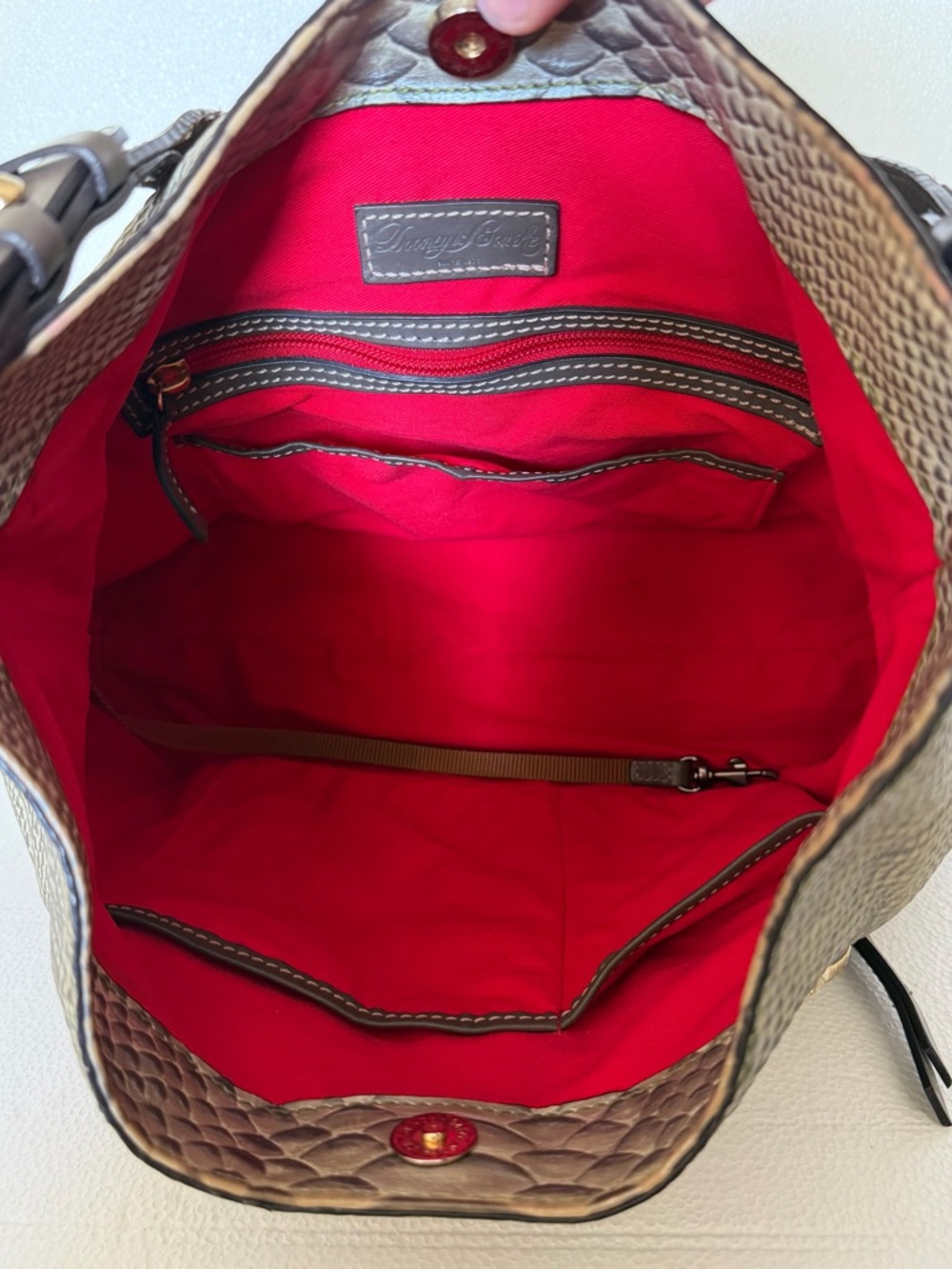 Dooney & Bourke Caldwell Cooper Snakeskin Embossed Leather Hobo Bag - Picture 7 of 8
